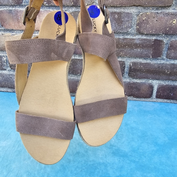 NWOT Lucky Brand Gadine Espadrillles Straps Sandals genuine leather brown Sz 8.5 - Picture 1 of 13